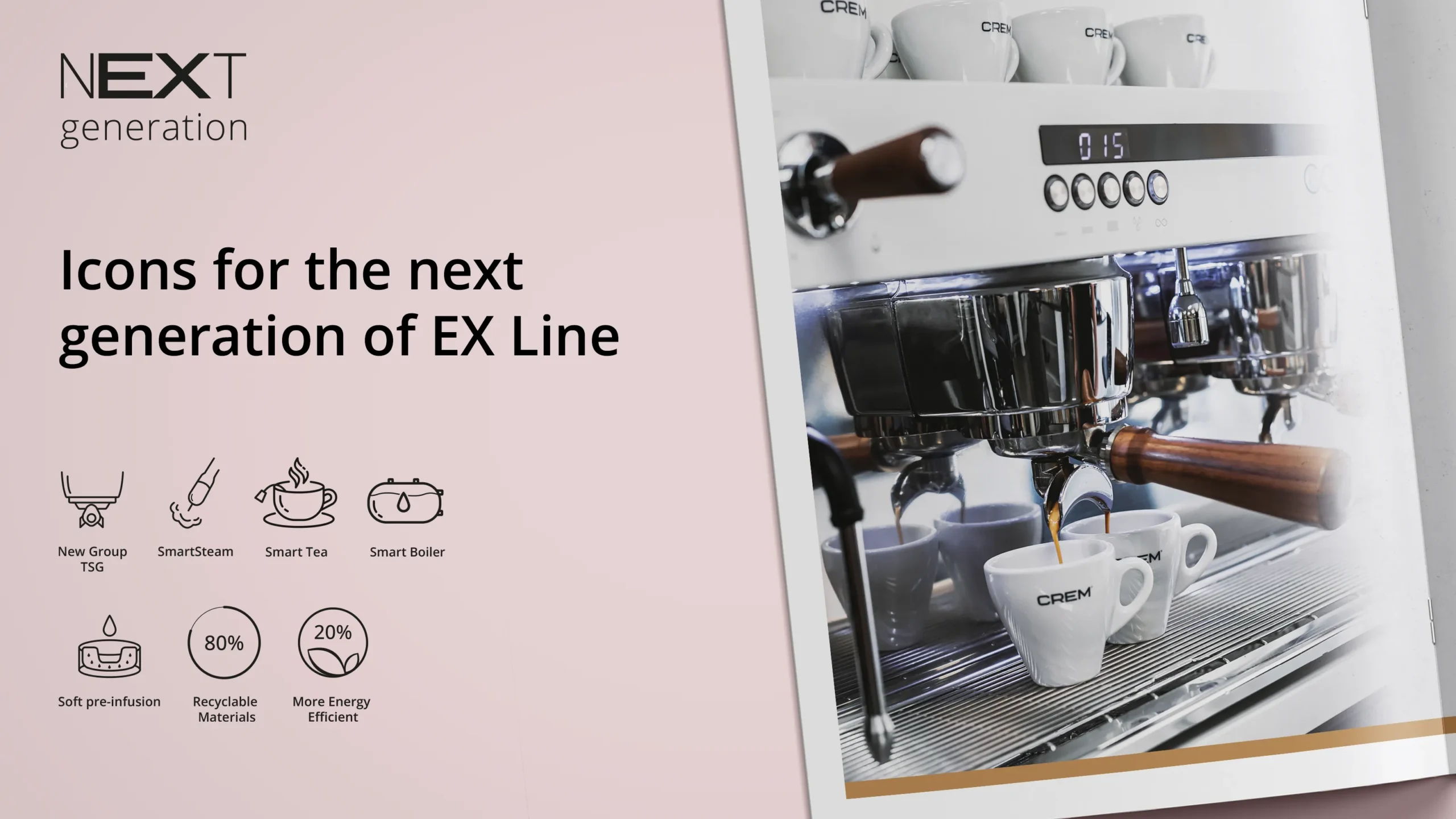 A page and icons from EX Line product brochure created by Ojaru for Crem.